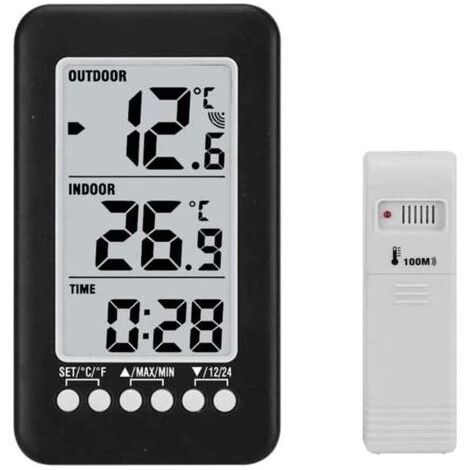 Thermomètre sans fil station météo intérieure/extérieure, moniteur de température numérique avec télécommande pour réfrigérateurs domestiques, stockage glace. (1/4)