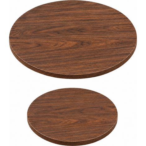 Table basse 2 pièces plateaux ronds aspect noyer panneaux mélaminés (1/5)