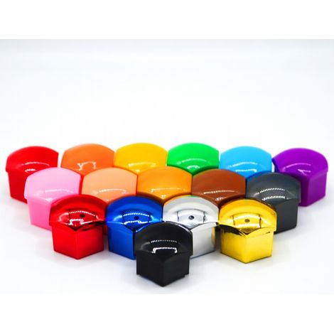 Tapones de tuercas de rueda rojos metalizados 21 mm, 20 piezas + clip (1/5)