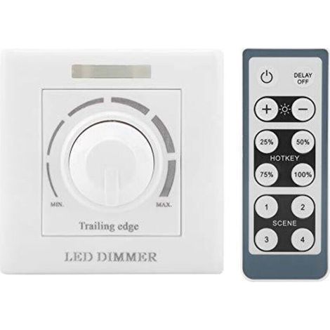 Variateur d'intensité LED, 220V 200W avec Télécommande Infrarouge Gradateur LED Interrupteur Universel Variateur de Lumière Button Interrupteurs Gradateur Commutateur (1/4)