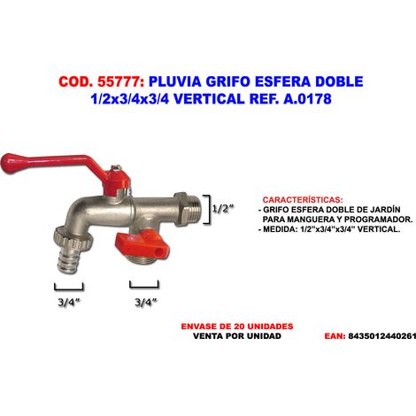 pluvia grifo esfera 1-2 dos salidas 3-4+3-4 vertical  a.0178