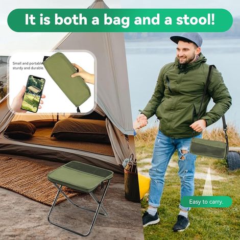 Chaise de camping pliante - Ultra-légère et pliable - Portable et légère - Tabouret pliant sac à dos avec bandoulière réglable - Tabouret pliant portable (1/5)