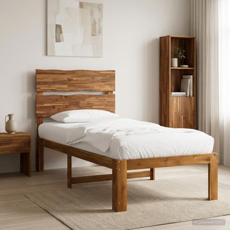 vidaXL Single Bed Frame with Headboard ROSTOCK Natural 80 x 200 cm (1/5)