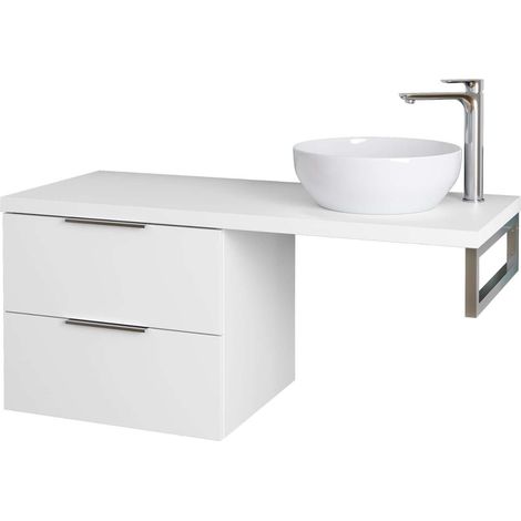 kielle Idolio - Meuble 60x50x50 cm, comprenant console et plateau 120 cm pour vasque, avec découpe, blanc brillant 50024S120 (1/5)