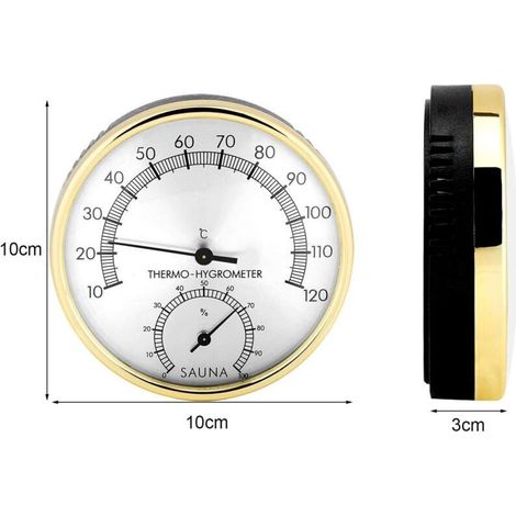 Hygromètre Thermo,hygromètre température humidité pour Cuisine,LCD Thermomètre de Chambre numérique,thermomètre hygromètre pour Salle,Hygromètre de Sauna,Cadran en Métal Thermomètre (1/3)
