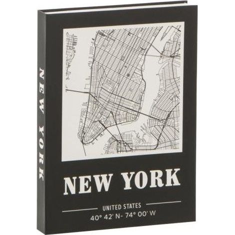Scatola Contenitore a Libro Decorata New York Nero con Mappa