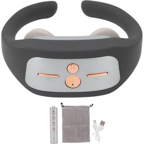 Masseur de cou sans fil télécommande 5 modes 15 niveaux impulsion compression chaude 42°C gris intelligent (1/5)