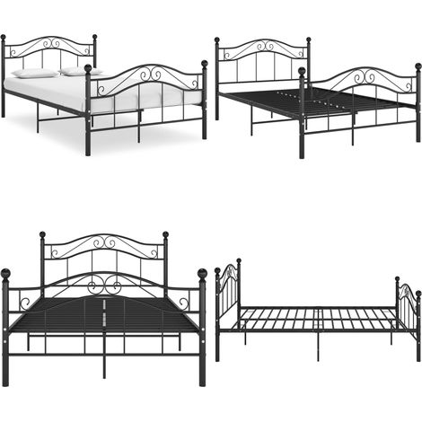 Bett Schwarz Metall 120x200 cm - Metallbett - Doppelbett - Boxspringbetten - Bettgestell - Schwarzes Bett - Home & Living (1/5)