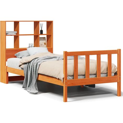 Maison Exclusive - Cama con estantería sin colchón madera maciza (1/5)