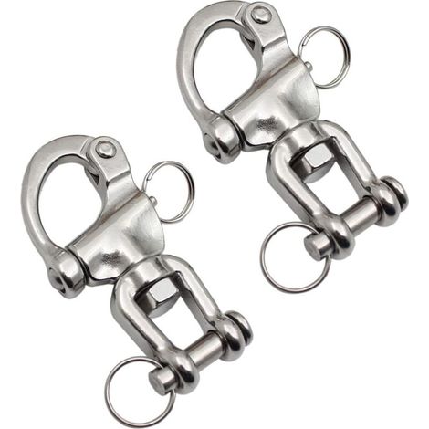 2 Pièces Mousqueton Pivotant en Acier Inoxydable, Crochet de Manille à Dégagement Rapide pour Voile et Plongée (1/4)