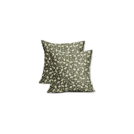 Lot de 2 Housses de Coussin Vert Olive de 45 x 45 cm, Motif Floral Rustique, imprimé Floral Mignon, Housse de Coussin décorative pour extérieur, canapé, Sofa et lit, 45 x 45cm
