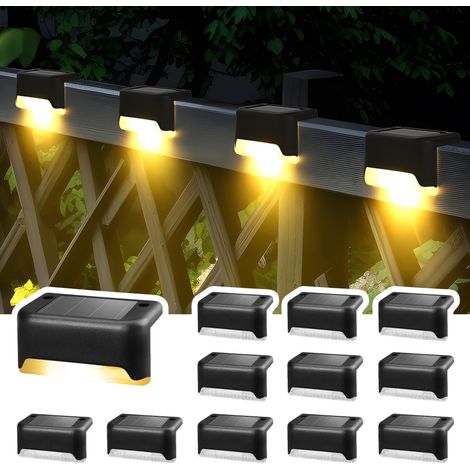 Lampes solaires extérieur escaliers LED étanches escaliers extérieurs marches clôture cour terrasse gouttière allée décoration noir blanc chaud (1/5)