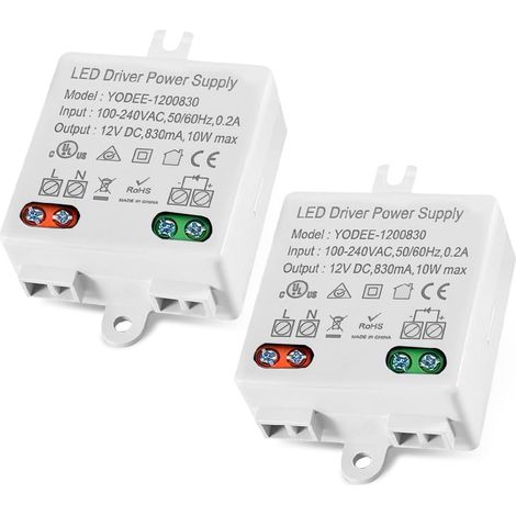 Mini Transfo 12v LED, 2Pcs Transformateur Mini 0-10W, 50-60Hz Transformateur 220v 12v LED, Convertisseur de Tension Bas, LEDDriver pour Rubanet (1/5)