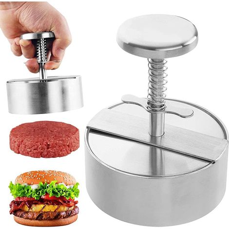 Presse à Burger, Ajustable Acier Inoxydable Antiadhésive Presse à Hamburger, pour Les fêtes, Les dîners, Les barbecues, Passe au Lave-Vaisselle (1/5)