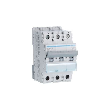 Nfn325 Disjoncteur Hager Triphasé 25a - 3p - 6-10ka - Courbe C - Nfn - Bornes Alignées à Vis - 3 Modules (1/2)