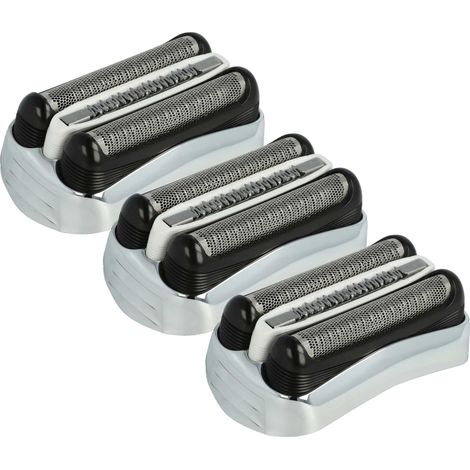 vhbw 3x Ersatz-Scherköpfe kompatibel mit Braun cruZer clean 5, 6 Elektrorasierer, Silber