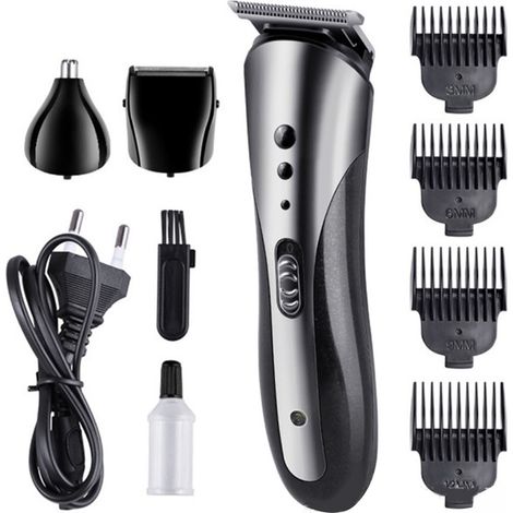 Tondeuse Barbe Homme Multifonction - Lames Aiguisées Lavables - Rasoir Électrique Visage - Prise US 110V (1/5)