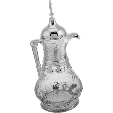 Théière à eau froide du Moyen-Orient, Décoration de cuisine antique, Pichet en verre turc, Argenté (1/5)
