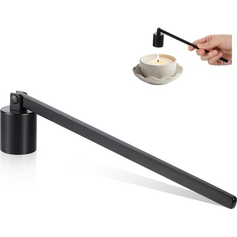 Éteignoir à Bougie,Éteignoir à Bougie en Acier Inoxydable Noir avec Long Manche Éteint Les Bougies en Toute Sécurité sans Fumée Accessoire Pratique pour la Plupart des Bougies (1/5)