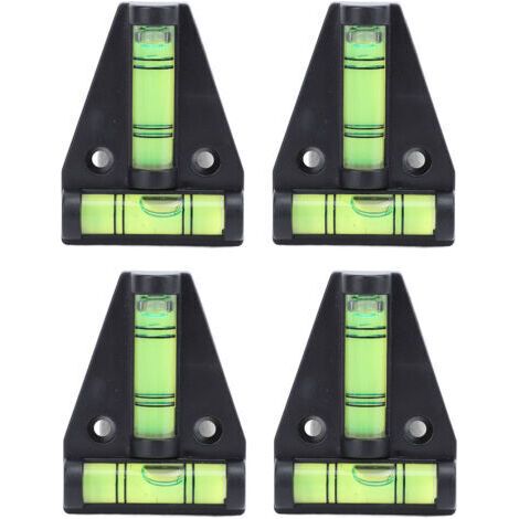 Lot de 4 niveaux à bulle miniatures multifonctionnels portables pour camping-cars, trépieds et remorques.