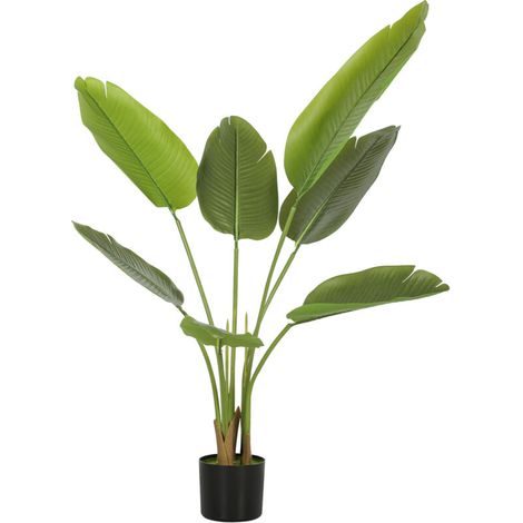 Plante verte artificielle oiseau de paradis 109 cm – 7 feuilles en PEVA – Pot lesté pour stabilité – Décoration intérieure (1/5)