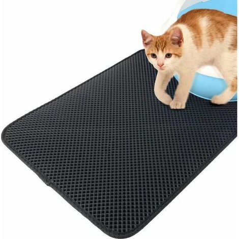 Alfombrilla antideslizante de doble capa de EVA para arenero de gatos, alfombrilla para mascotas, alfombrilla para caseta, alfombrilla para trampa de arena, artículos para mascotas (M (gris 46 × 60 cm (1/5)