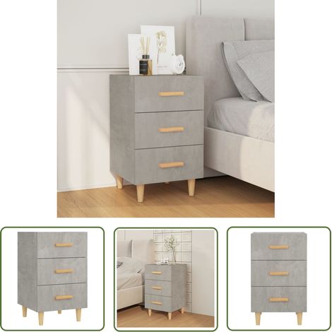 The Living Store Table de chevet gris béton 40x40x66 cm bois d'ingénierie - Table De Chevet - Meuble De Chambre - Table Nuit - Commode - Rangement Tiroir (1/5)