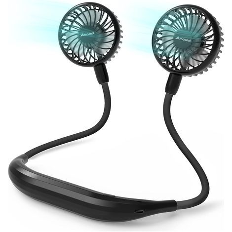 Ventilatore da collo a batteria, 6 velocità, a mani libere, personale, ideale per le vampate di calore, a casa, in ufficio, in viaggio o per l'uso quotidiano. (1/5)