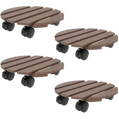 Set mit 4 runden Pflanzenständern Ø30 cm - Pflanzenhalter mit Rollen, für den Innen- und Außenbereich (1/5)