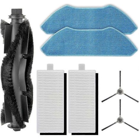 Pièces de rechange M1 pour aspirateur robot Lefant M1 : 1 brosse rotative, 2 brosses latérales, 2 filtres HEPA, 2 lingettes de nettoyage