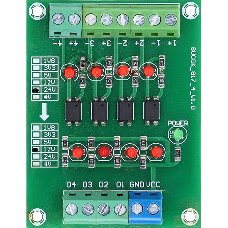 Carte d'isolation par optocoupleur, module convertisseur de tension de niveau PLC 24 V vers 5 V, 4 canaux (1/5)