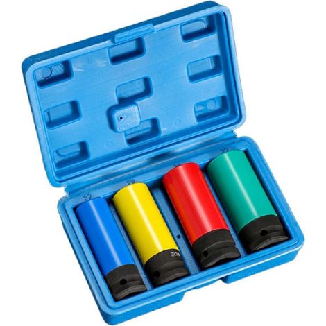 Jeu de douilles à choc avec protection pour roue motrice, manchons en plastique de 17 mm, 19 mm, 21 mm et 22 mm (1/5)
