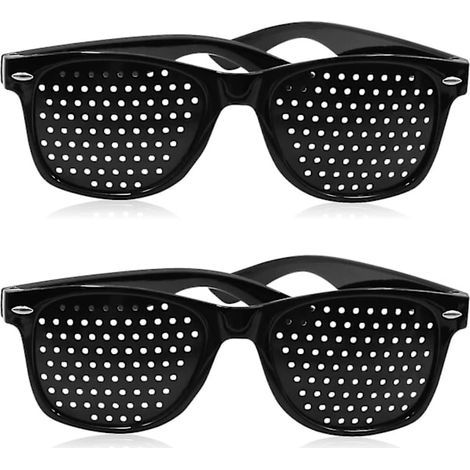Lot de 2 lunettes à trous sténopéiques pour améliorer la vision, lunettes noires unisexes pour renforcer la vue (1/3)