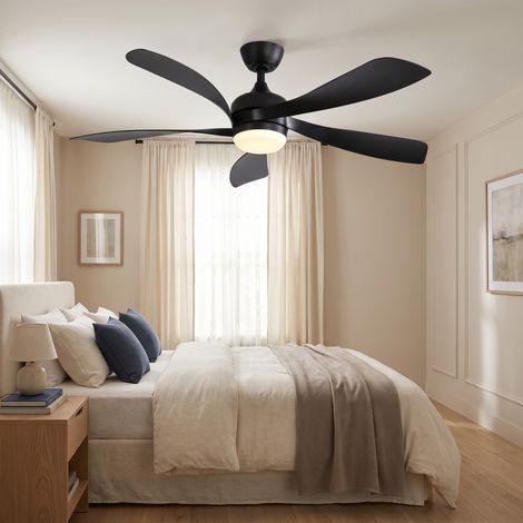 Deckenventilator mit Beleuchtung 132cm 6 Geschwindigkeiten Dimmbar Fernbedienung ABS Modern Schwarz (1/5)