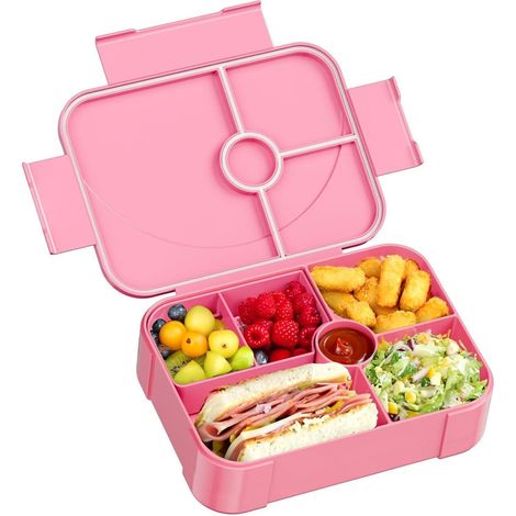 Brotdose Kinder Fächer Auslaufsicher Lunchbox Schule Rosa (1/5)