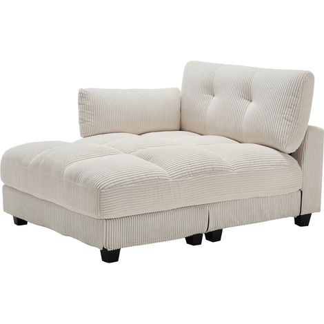 Poltrona 140x112x81 cm, 250 kg Portata, Schiuma Alta Densità, Braccioli Rimovibili, Porta Bevande, Velluto Beige