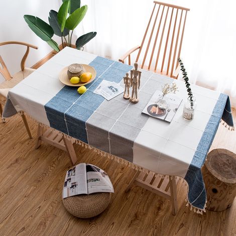 Nappe en lin et coton, nappe rectangulaire, table rectangulaire (1/5)
