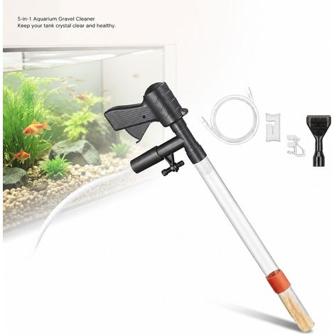 Aspirateur à Gravier pour Aquarium - Nettoyage Manuel 5-en-1 avec Siphon, Racleur et Tuyaux Extensibles en PVC/PE (1/5)