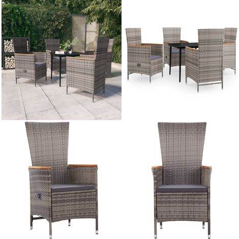 Ensemble à manger de jardin avec coussins 5 pcs Gris - Table de jardin - Chaises de jardin (1/5)