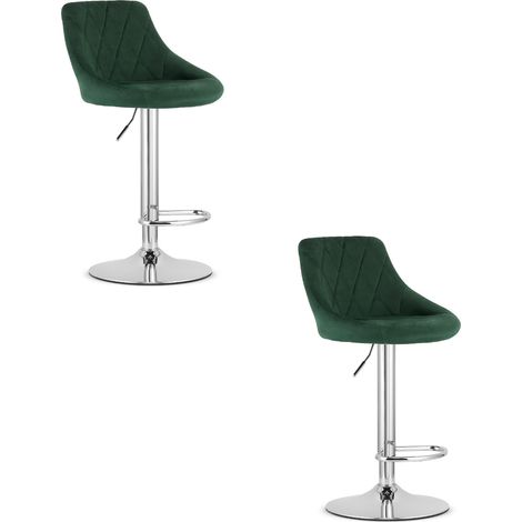 Valora sgabello girevole DAKA in velluto verde con base cromata x2 (1/5)