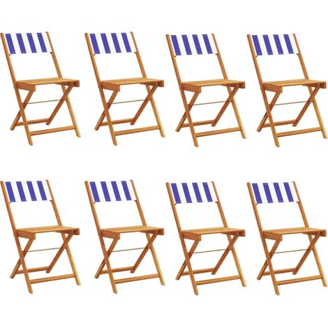 Maison Exclusive - Sedie da Giardino Pieghevoli 8pz Blu e Bianco Tessuto e Legno