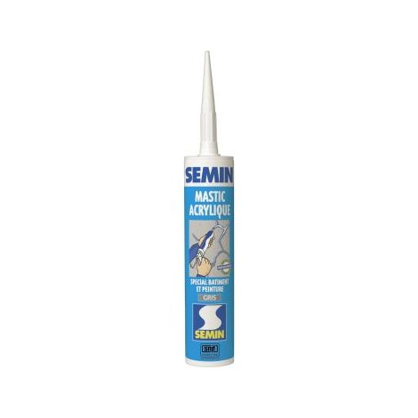 Mastic acrylique gris, cartouche 310 ml - SEMIN - Carton de 25 cartouches (1/4)