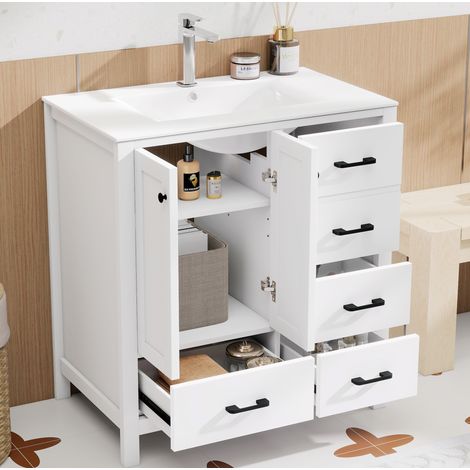 Mobile bagno con lavabo in ceramica 76x46x82 cm OKMYHOME (1/5)