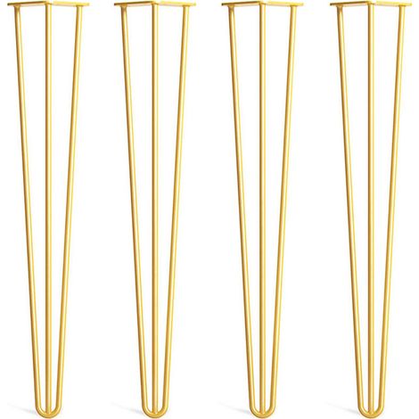 Set mit 4 20 cm langen Haarnadelbeinen aus Stahl – 3 Streben für bessere Stabilität – 16 Befestigungsschrauben inklusive – Für moderne Möbel