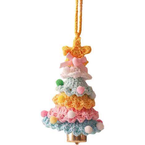 Gestrickter Weihnachtsbaumschmuck, festliche Hängedekoration für Türen und Autoinnenräume, winterliche Tischdekoration, himmelblau (1/5)