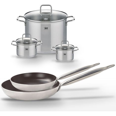Lot de 2 Poêles 28/32 cm Elo Bistro Line et 3 Faitouts 14/16/26 cm (1/5)