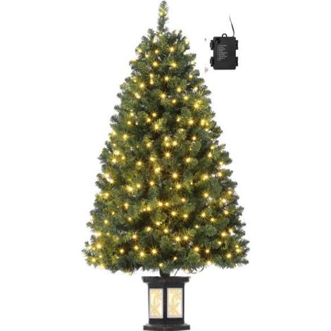 Sapin de Noël artificiel de 145 cm avec 300 éclairages, 8 modes, blanc chaud, avec pot lumineux vintage, décoration de Noël pour Décoration de Noël pour la maison, le bureau (1/5)