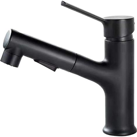 Robinet de lavabo extractible pour salle de bain - Pulvérisateur de gargarisme - 3 modes - Mitigeur de lavabo froid et chaud - Évier extractible (1/4)