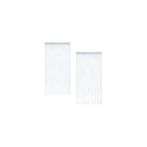 2 Pièces Rideau Fil Blanc Porte, 100 x 200 cm Rideau de Fil Porte à Franges, Rideaux Fils, Rideau à Fils pour Maison, Patio, Chambre à Coucher, Mariage, Café, Restaurant (Blanc) (1/5)