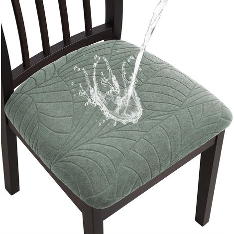 Housse de Chaise Imperméable Extensible Jacquard Amovibles Lavables pour Salle à Manger Hôtel Bureau Cuisine (4, Vert) (1/4)